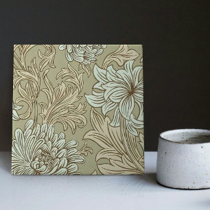 De Cerâmica William Morris Chrysanthemum - Azulejo Cerâmico