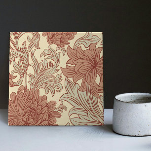 De Cerâmica William Morris Chrysanthemum - Azulejo Cerâmico