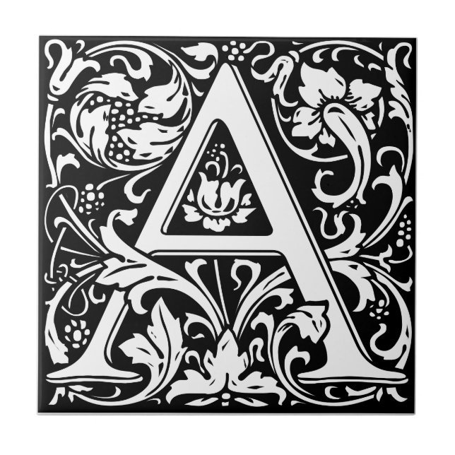 De Cerâmica William Morris Monograma - Letra A Azulejo Cerâmic (Frente)