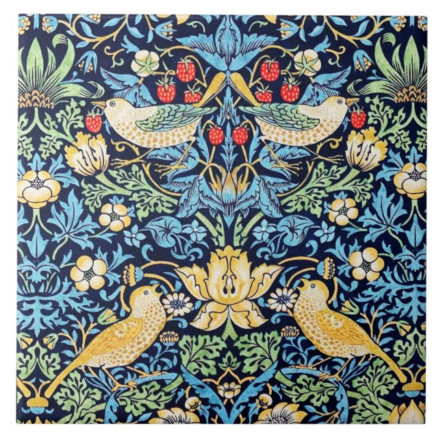 De Cerâmica William Morris Strawberry Thief Azulejo cerâmico. (Frente)