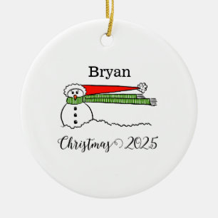 De Cerâmica Windy Snowman - Ornamento Personalizado