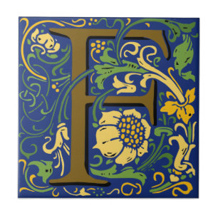 De Cerâmica Wm Morris Ornamentado - Letra "F", Azulejo Cerâmic