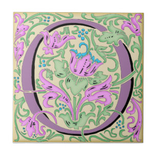 De Cerâmica Wm Morris Ornamentado - Letra "O", Azulejo inicial