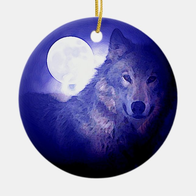De Cerâmica Wolf, Lua e Ornamento Noturno Azul (Frente)
