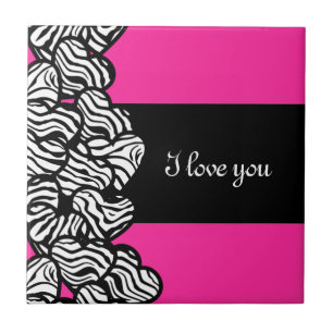 De Cerâmica Zebra corações "Eu te amo" Azulejo