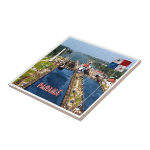 De Cerâmica zPA014 PANAMA, CANAL LOCKS, América, Azulejo cerâm