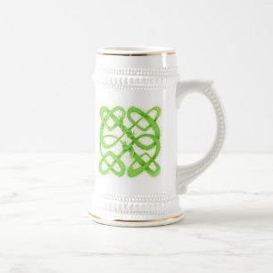 DE CERVEJA CANECA BRANCA E DOURADA GREEN CELTIC KNOT