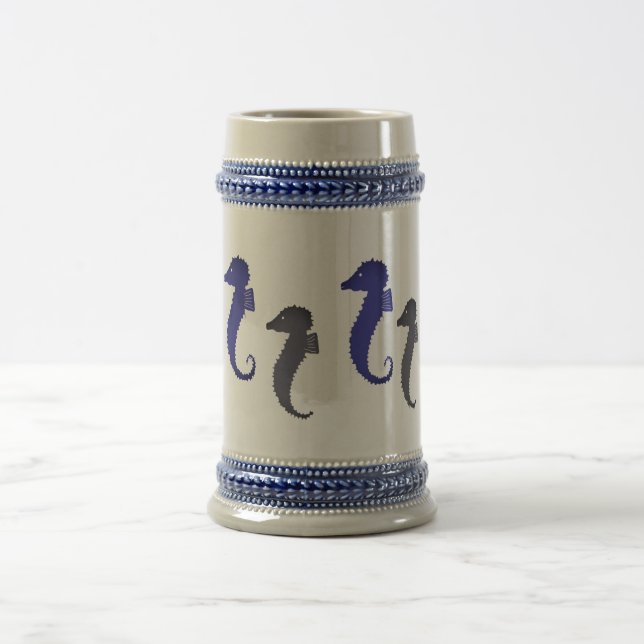 De Cerveja Caneca - Cavalos-marinhos em azul e Cinza (Centro)