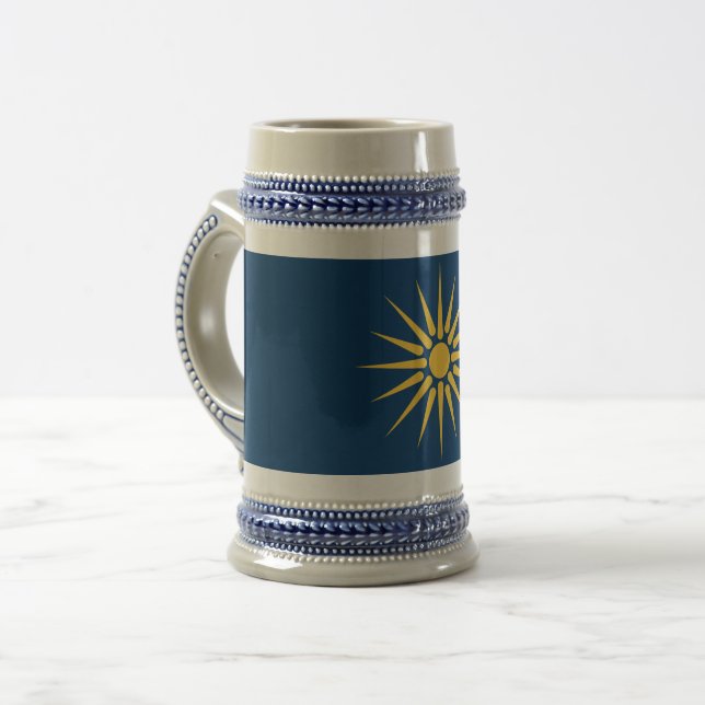 De Cerveja Caneca com a Bandeira da Macedônia, Grécia (Frente Esquerda)