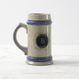De Cerveja Caneca Personalizada do Noivo com Monograma Azul M