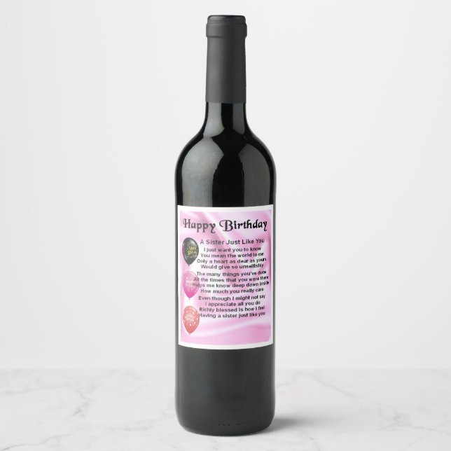 De Cerveja Rótulo da Garrafa do Poema Irmã - Feliz Aniversári (Frente)