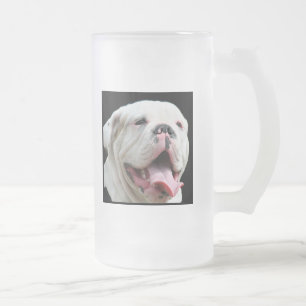 De Cerveja Vidro Jateado Caneca branca do buldogue