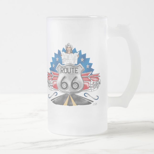 De Cerveja Vidro Jateado Caneca da vaqueira da rota 66 (Direita)