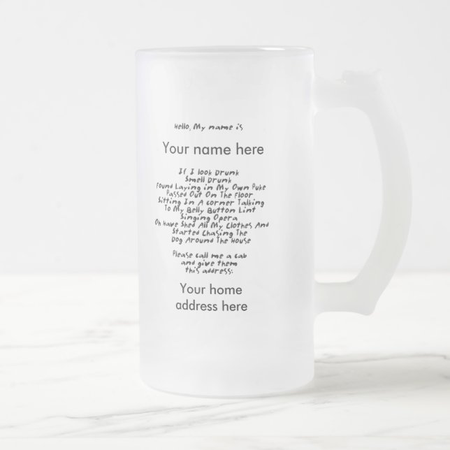 De Cerveja Vidro Jateado Caneca demasiado bêbeda (Direita)