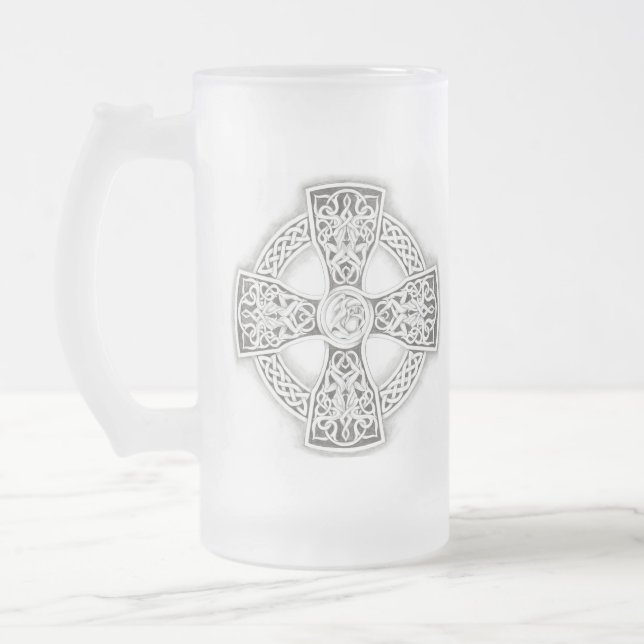 De Cerveja Vidro Jateado Caneca do fosco da cruz celta (Esquerda)