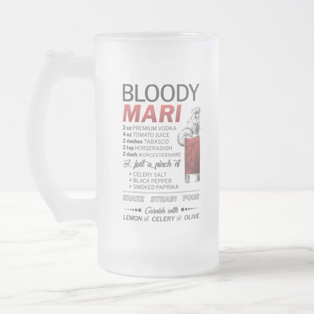 De Cerveja Vidro Jateado Caneca do fosco do Bloody Mary - 16oz (Esquerda)