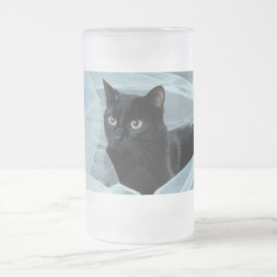 De Cerveja Vidro Jateado Caneca do fosco do gato preto