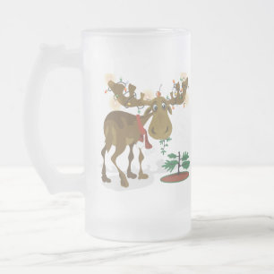 De Cerveja Vidro Jateado Caneca dos alces do Natal