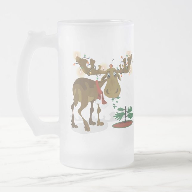 De Cerveja Vidro Jateado Caneca dos alces do Natal (Esquerda)