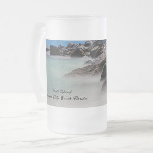 De Cerveja Vidro Jateado Caneca Geada com Rochas e Ondas da Ilha Shell