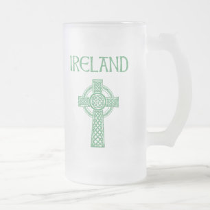 De Cerveja Vidro Jateado Caneca Irlandesa com Cruz Celta Fosca