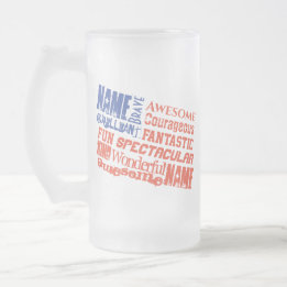 De Cerveja Vidro Jateado Caneca Personalizada Nome(s) Palavras bandeira EUA