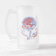 Caneca Rosa Neon Vermelho e Azul