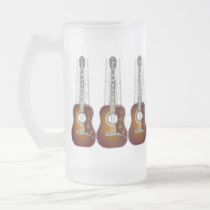 De Cerveja Vidro Jateado Guitarra com partitura - caneca do vintage