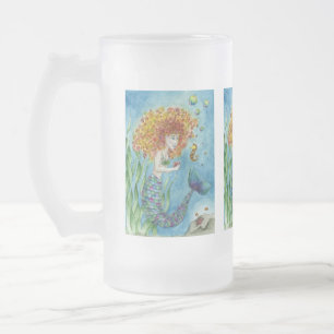 De Cerveja Vidro Jateado Sereia - caneca da extra grande do cavalo marinho