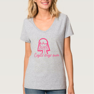 De Cogito t-shirt de pensamento do rosa da menina