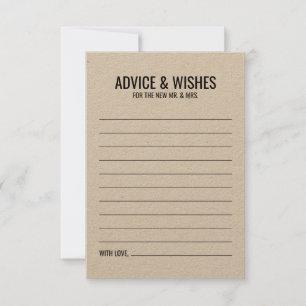De Conselho Cartão Rustic Wedch Advice and Wish Card