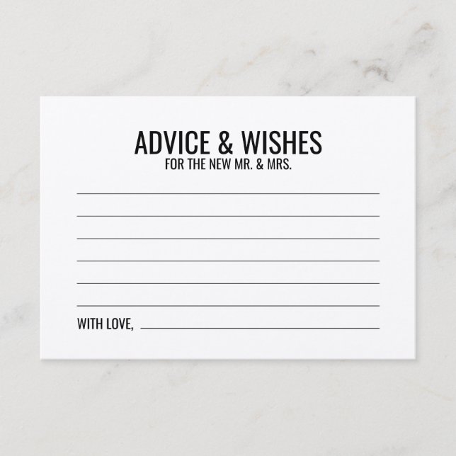 De Conselho Cartão Rustic Wedch Advice and Wish Card (Frente)
