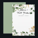 De Conselho O Dourado Casamento Tropical Bem Deseja Um Cartão<br><div class="desc">Este cartão de conselho de casamento de ouro tropical é perfeito para um casamento rústico. A design apresenta belamente o ouro tropical de verão ilustrado e pintado à mão e a folhagem verde. Estas cartas são perfeitas para um casamento, chá de panela, chá de fraldas, festa de formatura e muito...</div>