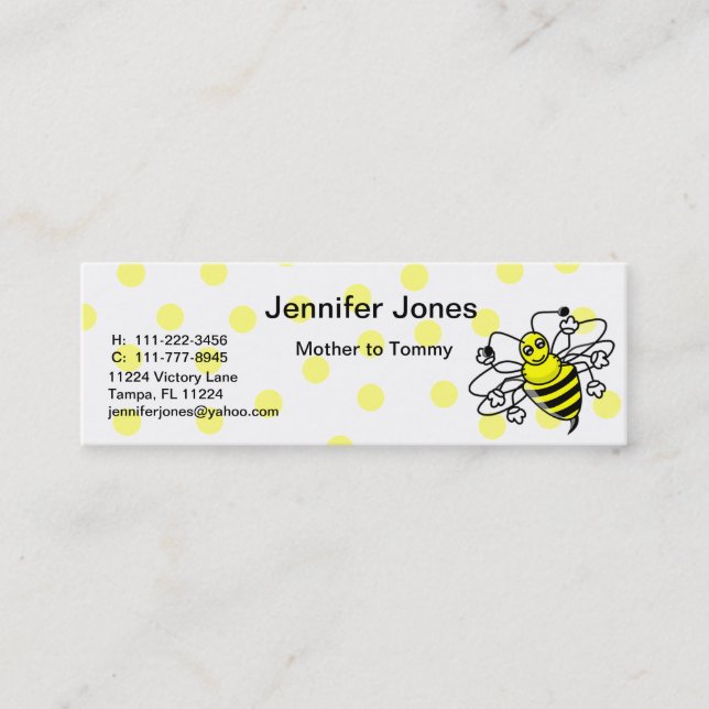 De Contato Bumble o cartão telefónico da abelha (Frente)