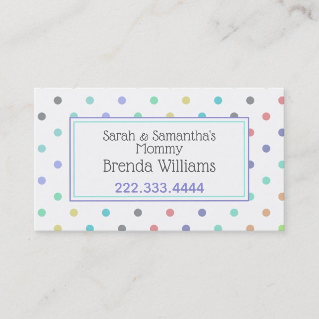 De Contato Cartão à moda das mamães das bolinhas coloridas (Frente)