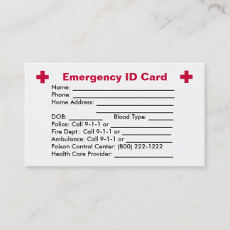 De Contato Cartão da identificação da emergência