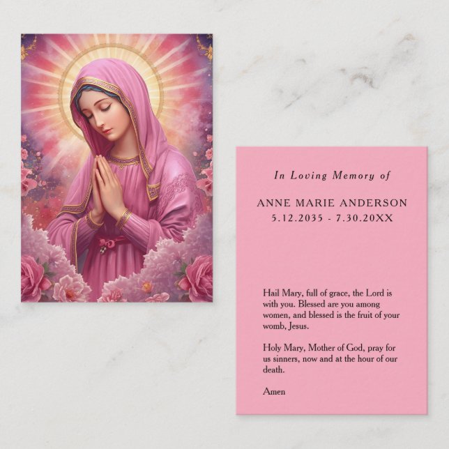 De Contato Cartão Memorial da Virgem Maria Rosa (Frente/Verso)