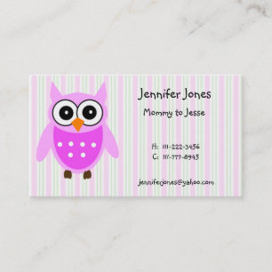 De Contato Cartão telefónico cor-de-rosa bonito da coruja