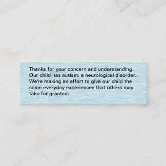 De Contato Nossa criança está com o autismo - cartão