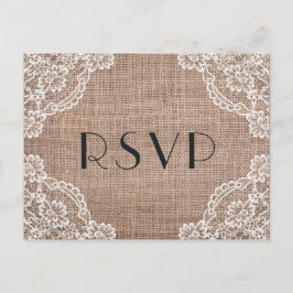 De Convite Burlap Russo com Cantos Lace | Cartão postal RSVP