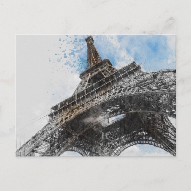 De Convite Cartão Postal da Elegante Torre Eiffel Paris – Fra (Frente)