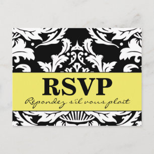 De Convite Cartão Postal Damask Tradicional