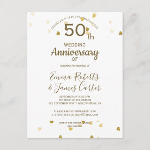De Convite Cartão postal do 50º aniversário dourado