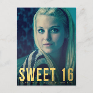 De Convite Cartão postal do Gold Foil Sweet 16 Party