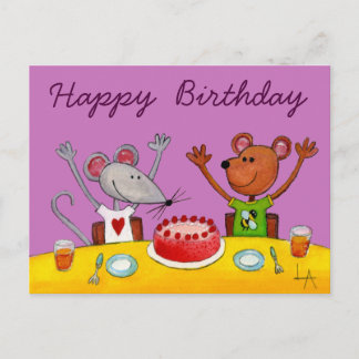 De Convite Cartão postal do Mouse e do Bear Party