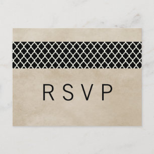 De Convite Cartão postal Ebony Rustic Quatrefoil RSVP