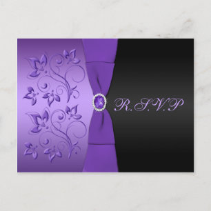 De Convite Cartão postal Floral R.S.V.P., roxo e preto