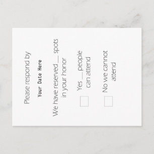 De Convite Cartão postal RSVP Alto