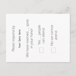 De Convite Cartão postal RSVP Alto