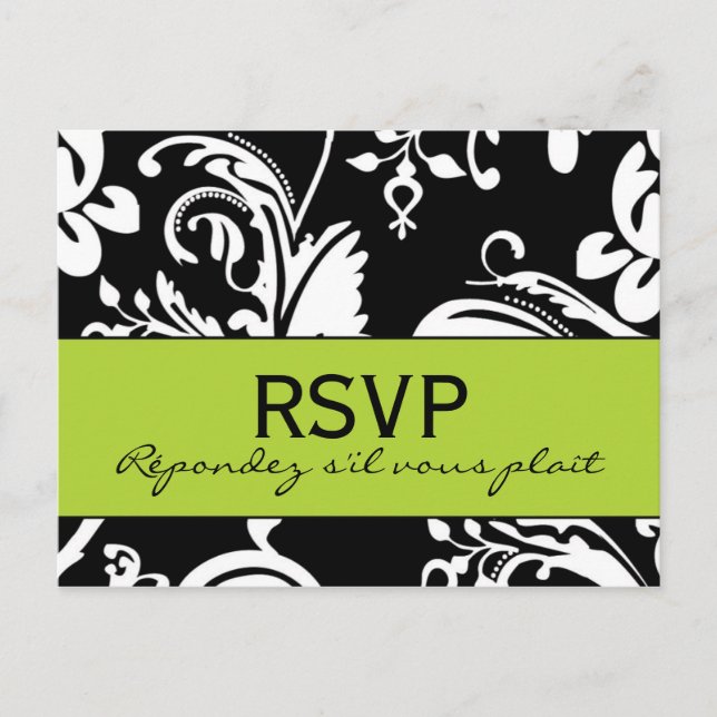 De Convite Cartão postal RSVP B&G Damask (Frente)